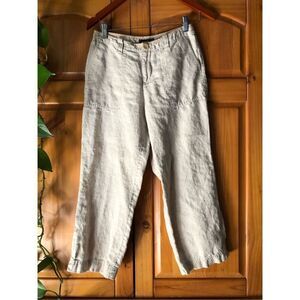 Eddie Bauer Relaxed Womens 100% Linen Capri-Length Pants